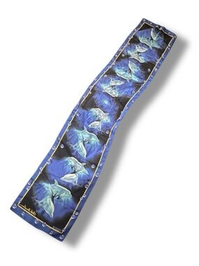 Christian Riese Lassen "Friends" Dolphin Art Silk/ Shawl / Scarf VTG 90s
